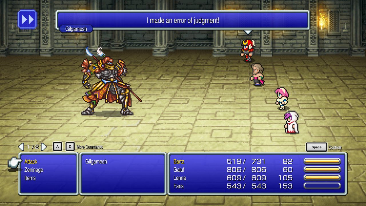 Gilgamesh being Gilgamesh in Final Fantasy V Pixel Remaster.