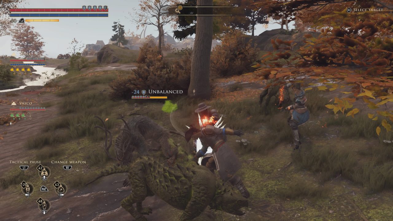 A battle screenshot in GreedFall: The De Vespe Conspiracy.