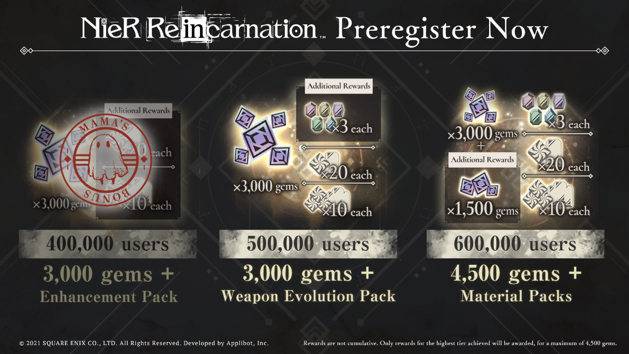 NieR Reincarnation Pre-registration Rewards