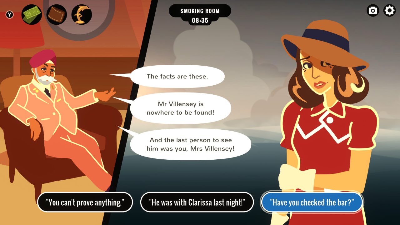 A passenger tells Veronica that Mr. Villensey cannot be found and implies that she is a suspect.