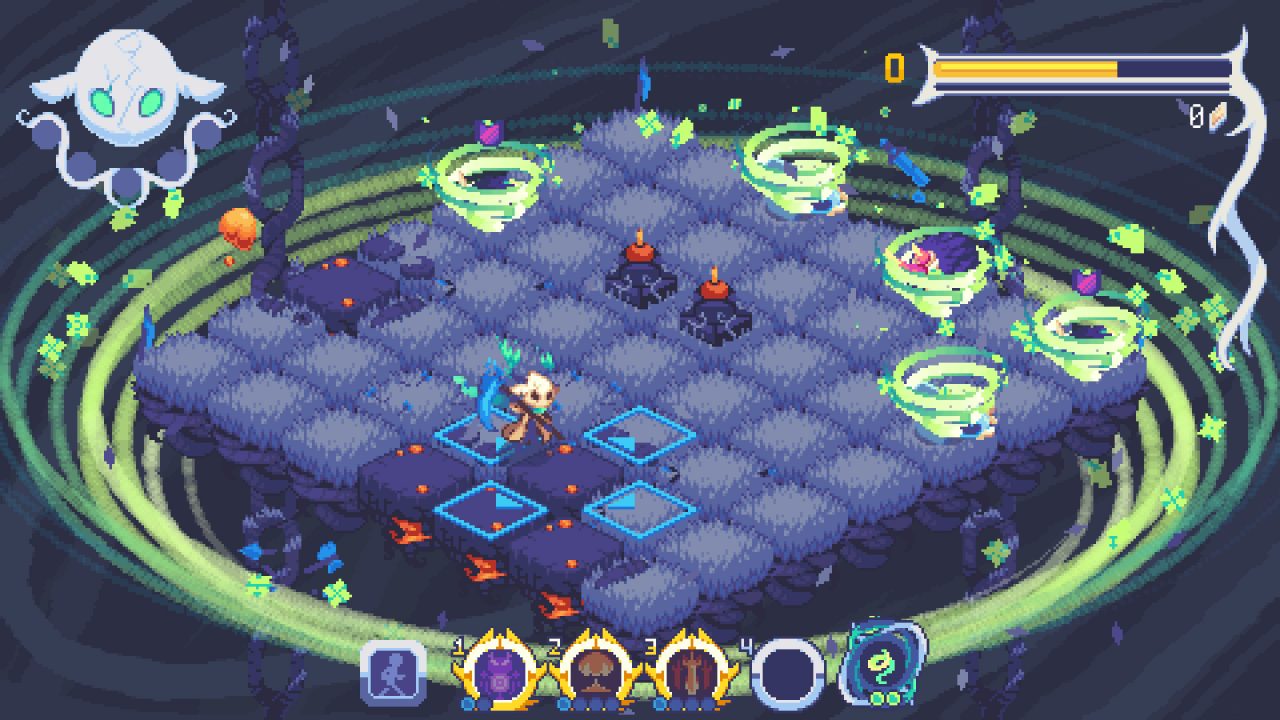 Evertried screenshot of enemies dying to several small tornados.