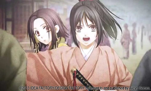 A screenshot from Hakuoki of two women, one looking sheepish and one angry, looking at the audience