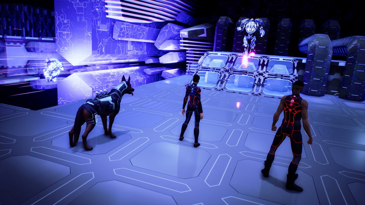 Three party members up against a foe in The Protagonist: EX-1