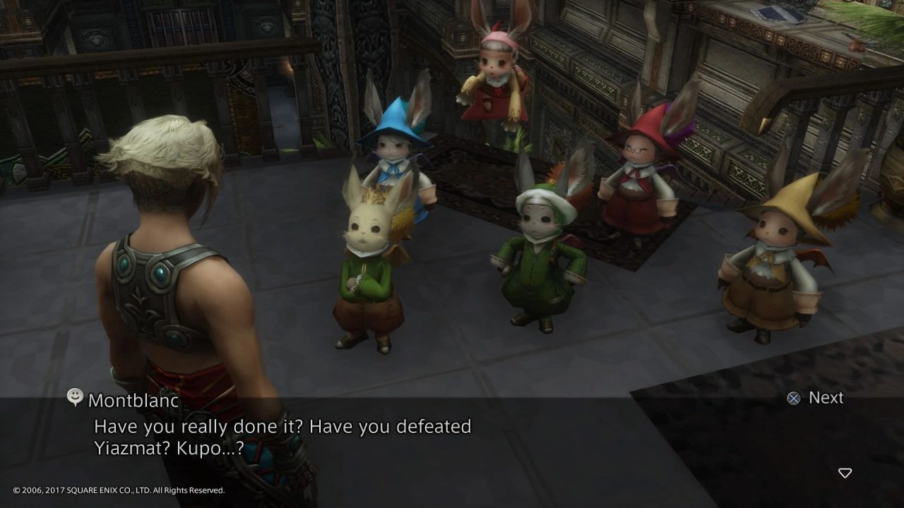 Final Fantasy XII Screenshot of Vaan talking to the Six Moogle Siblings.