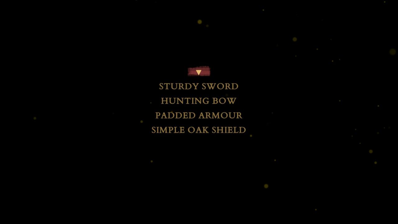 An equipment list. Ah yes, Alex has her sturdy sword!