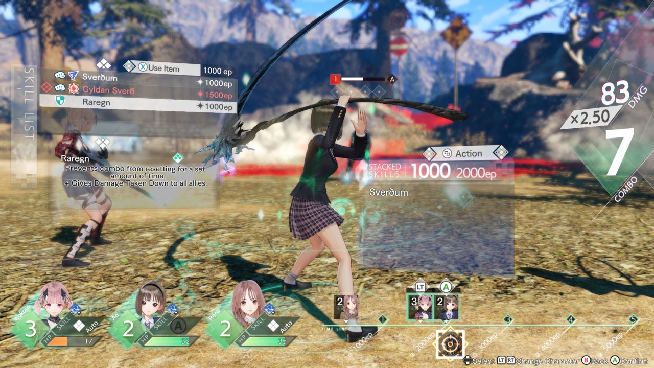 Blue Reflection: Second Light protagonist Ao Hoshizaki fights in battle.