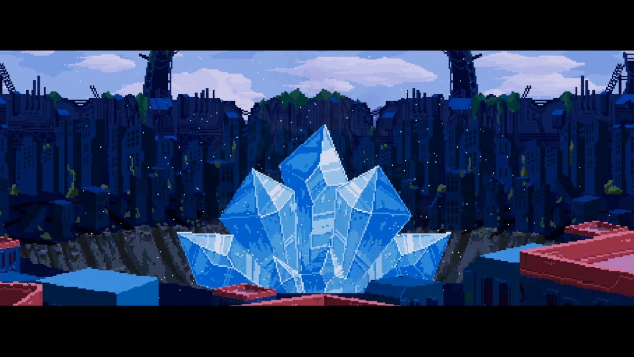 Blue-white crystals by a hillside in UNSIGHTED. Blue-white crystals by a hillside in UNSIGHTED.