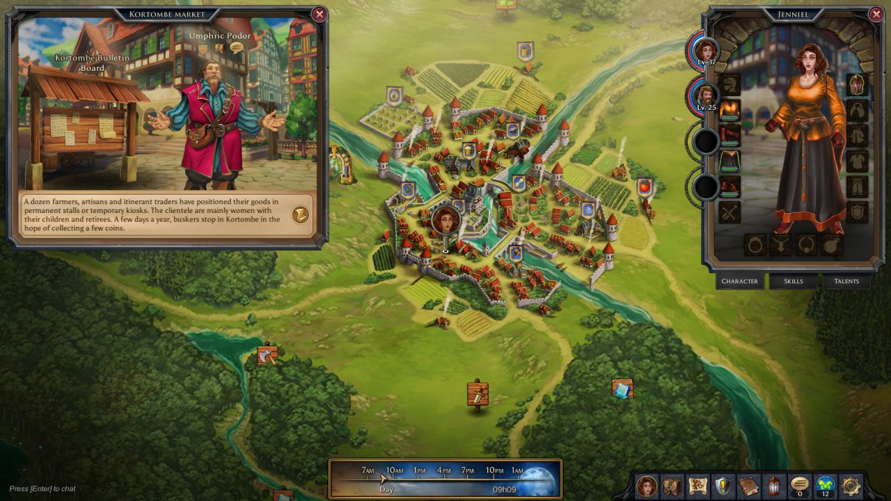 An overview of the world map and a man speaking in Mist Legacy.
