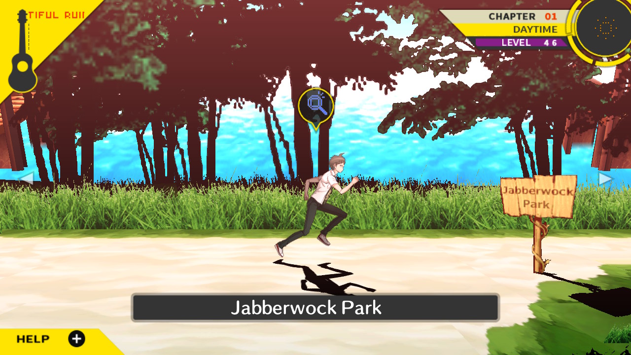 A character runs through Jabberwock Park.