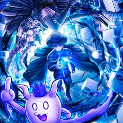 Enigma Archives: Rain Code artwork of a boy in a fedora and trenchcoat holding a glowing key surrounded by weird ghosts and a girl with horns and pigtails wearing a gothic dress.