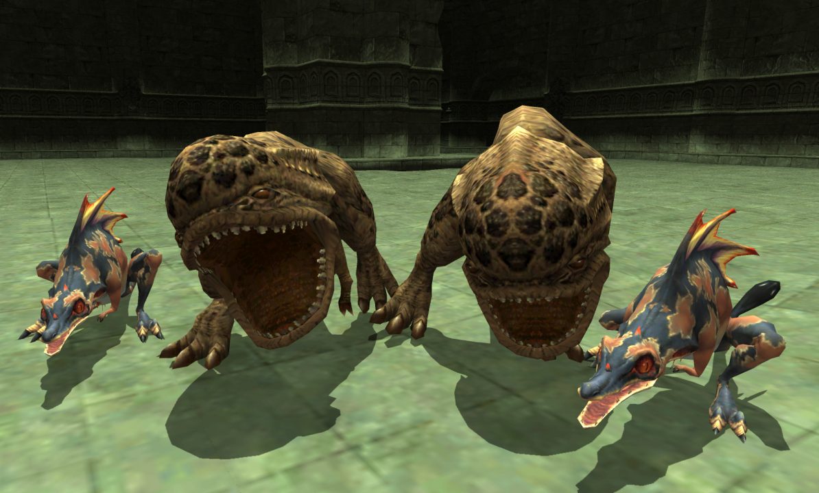 Lizards inside Ambuscade in Final Fantasy XI.