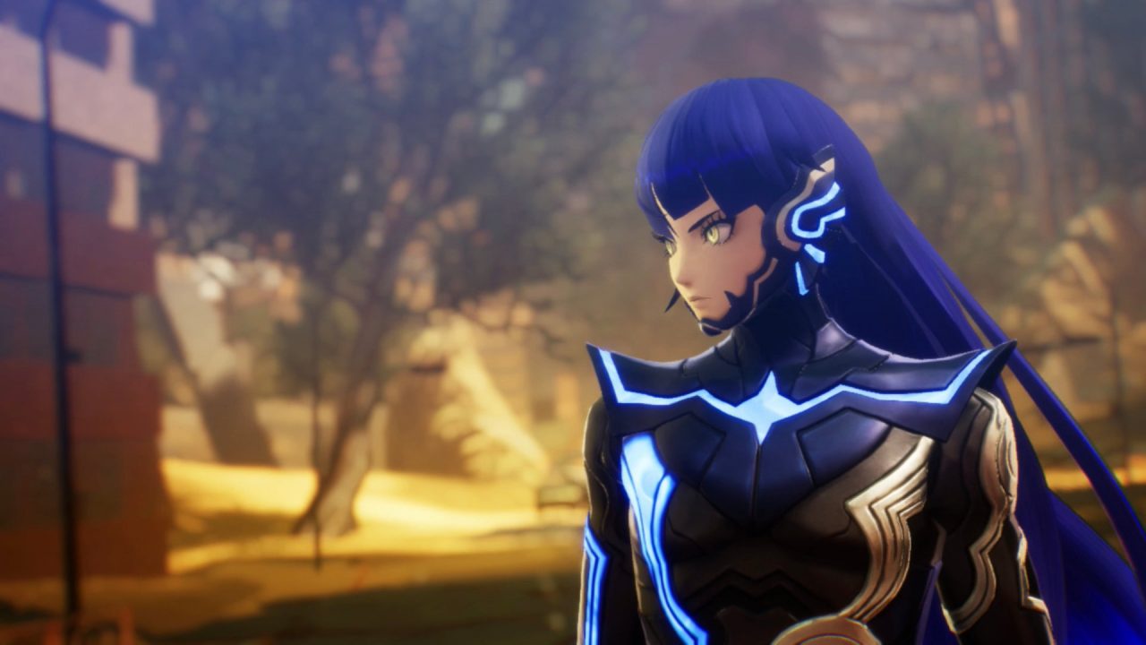 Shin Megami Tensei V Crash Course header with the blue-haired protagonist sternly surveying a deserted city.