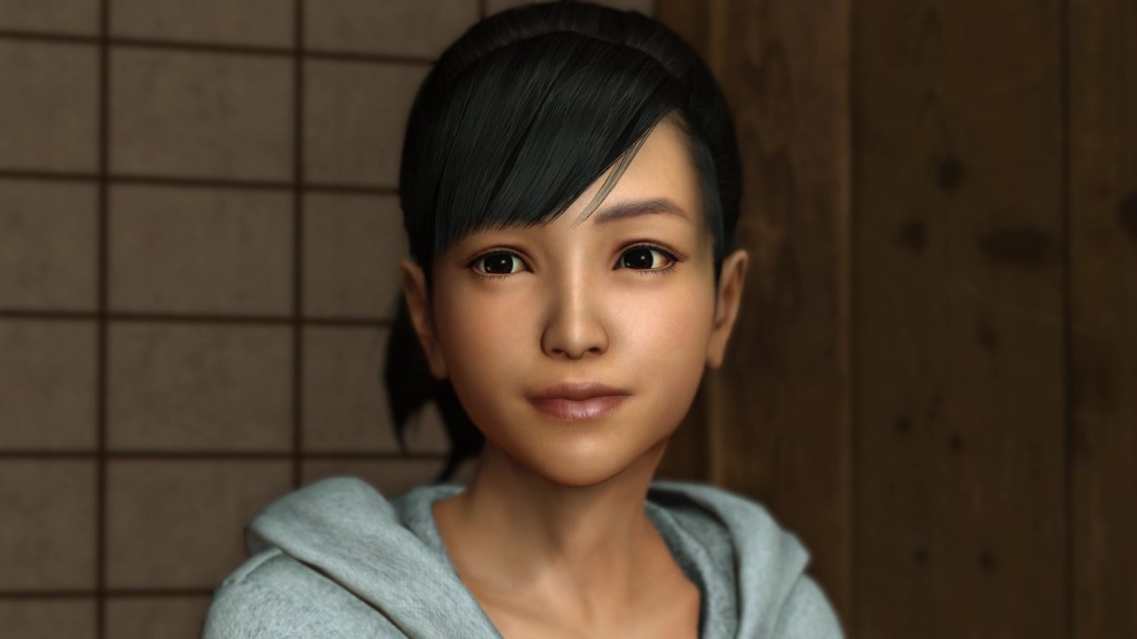 Haruka looks at the camera in Yakuza