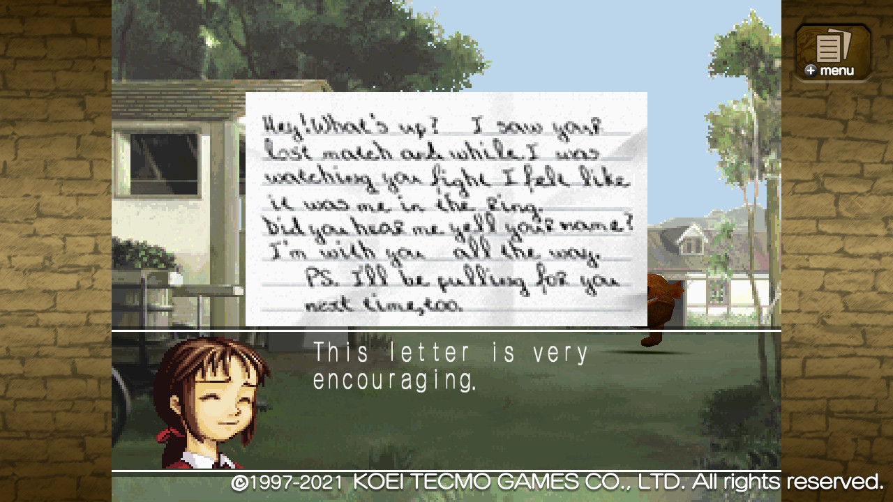 A letter from a fan who is pleased with your performance in a tournament in Monster Rancher.