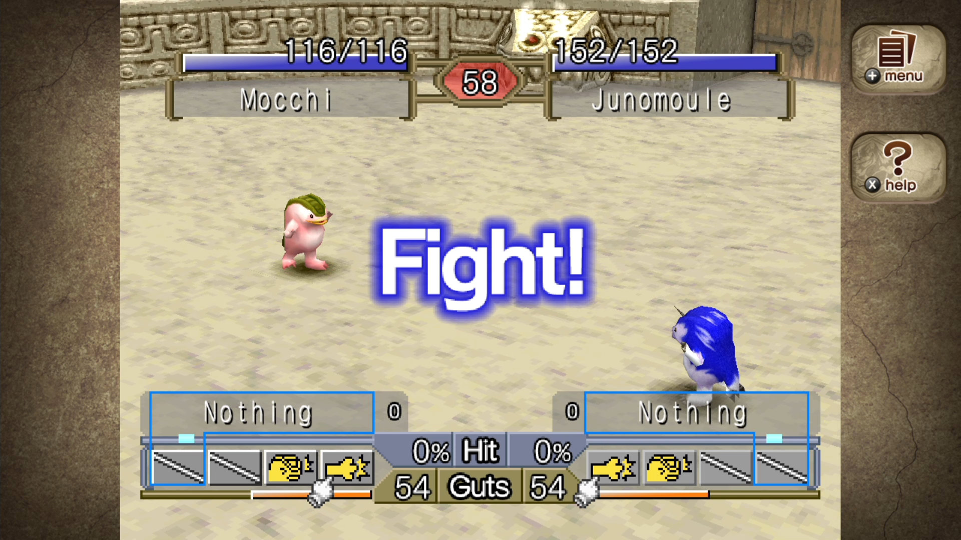 Two monsters battle in Monster Rancher 2 DX