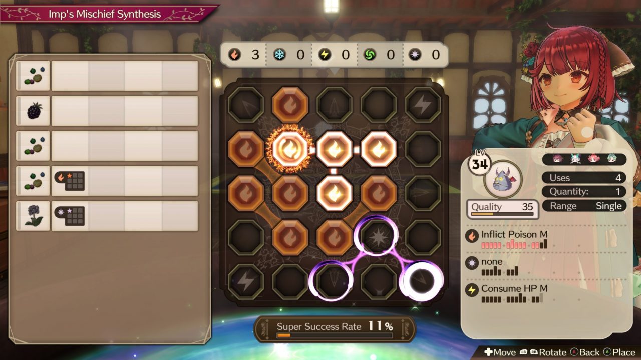 Atelier Sophie 2 protagonist Sophie Nuenmuller synthesizing items via evolved alchemy system from previous games.