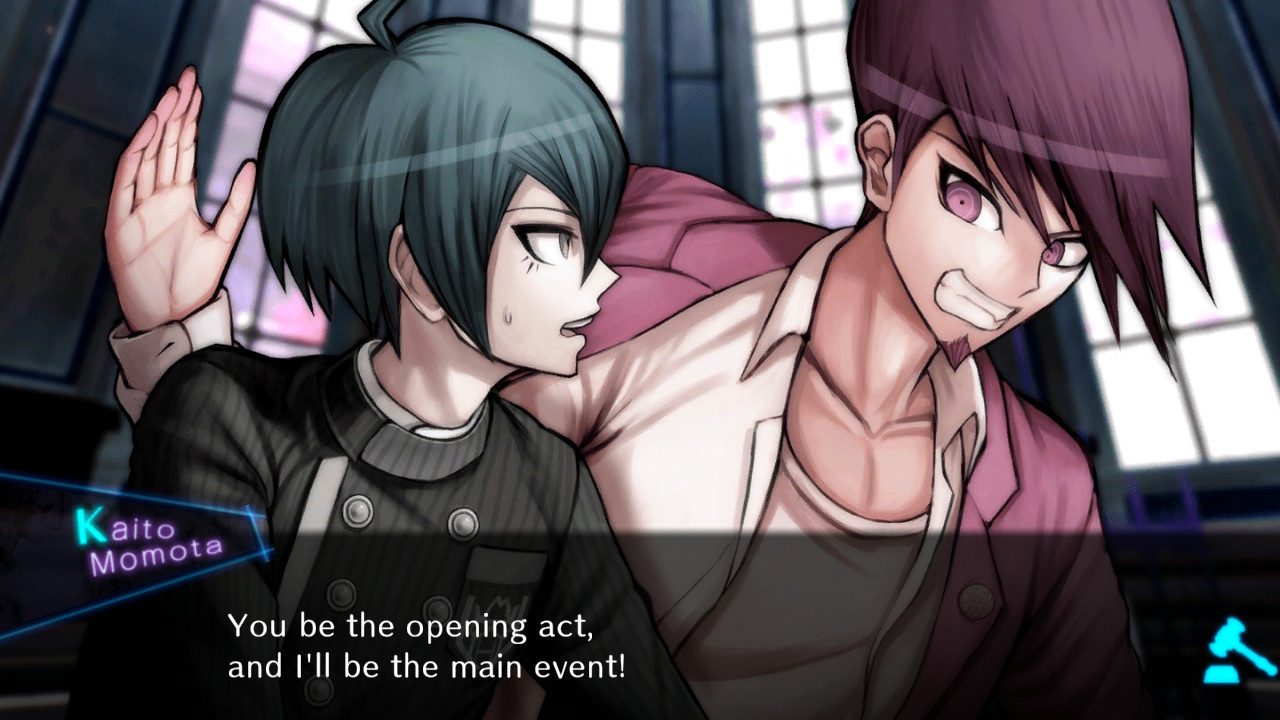 Danganronpa V3 Killing Harmony Anniversary Edition screenshot of Kaito encouraging Shuichi.