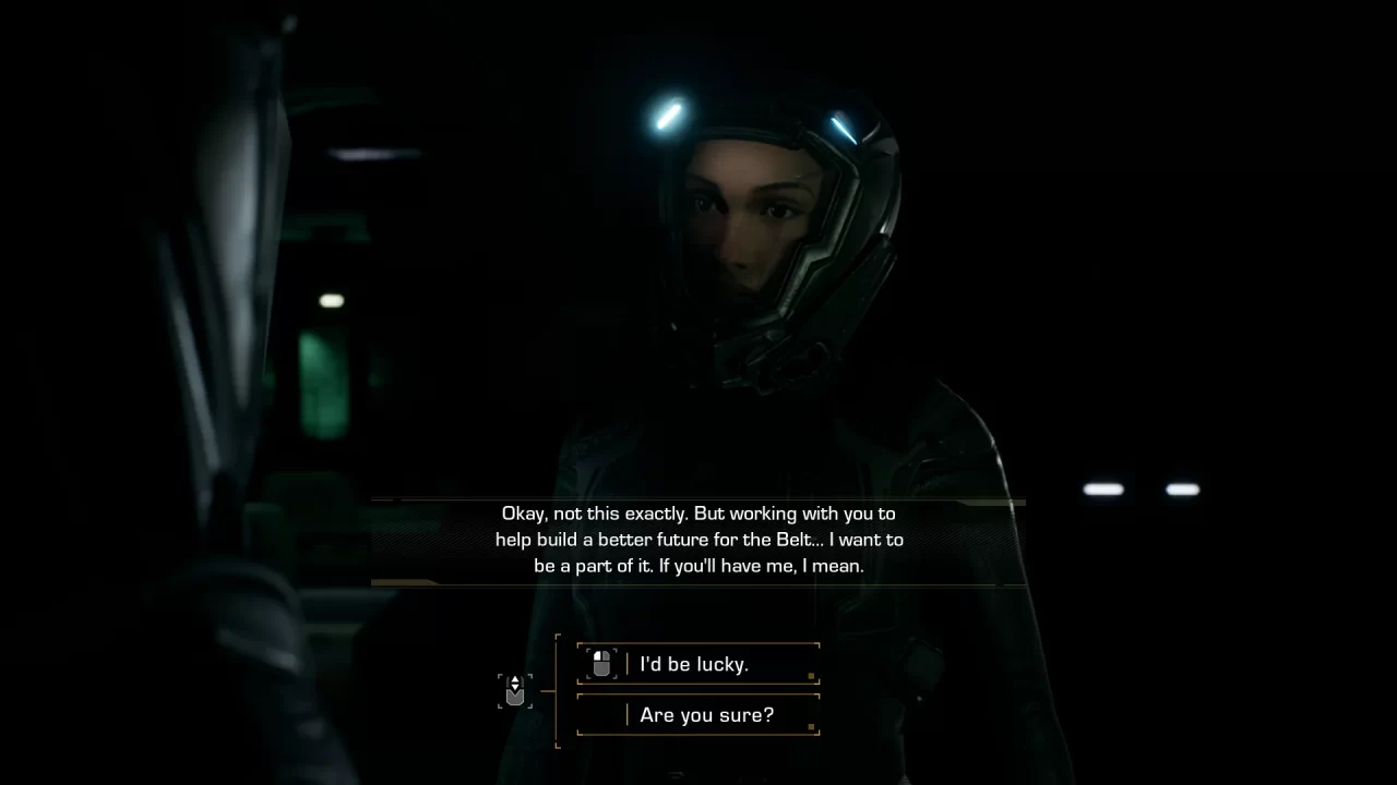 Two characters chat in The Expanse: A Telltale Series.