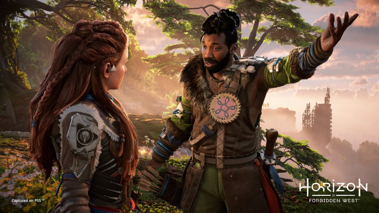 Horizon Forbidden West screenshot of Aloy talking with Varl.