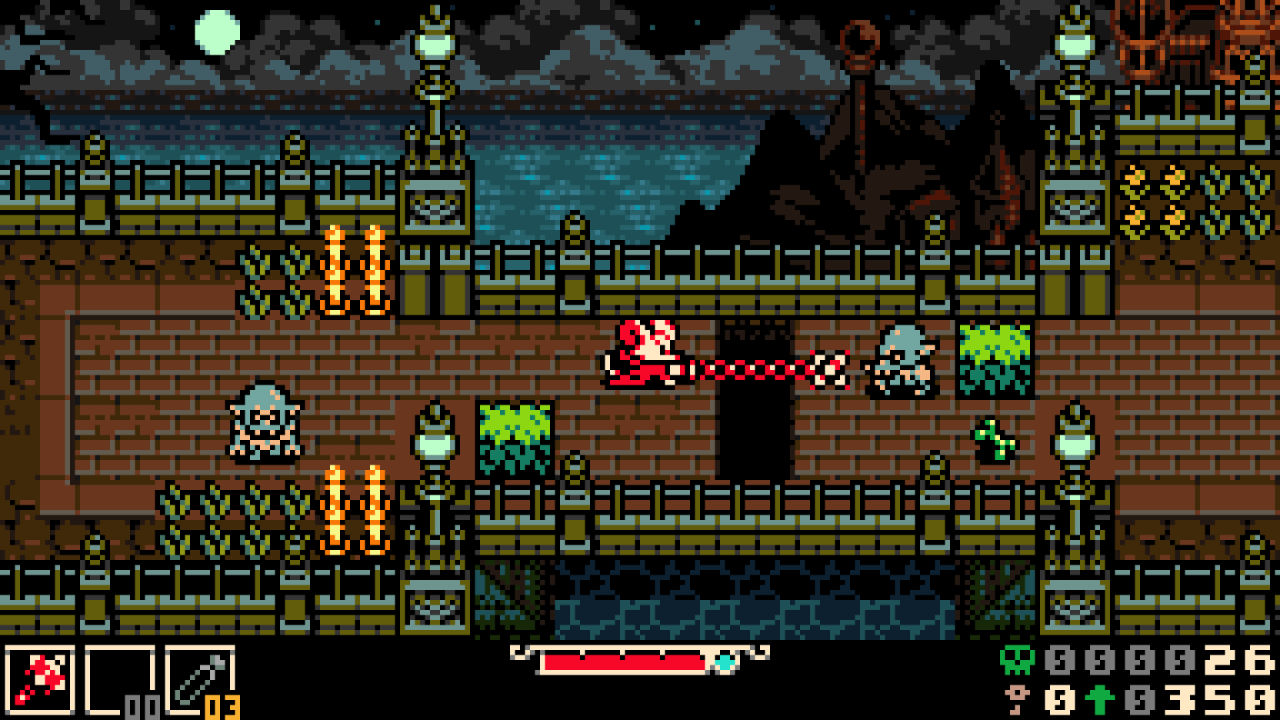 Mina fights on a moonlit bridge in Mina the Hollower.
