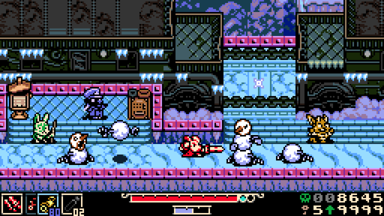 Mina the Hollower screenshot of Mina battling angry snowmen.