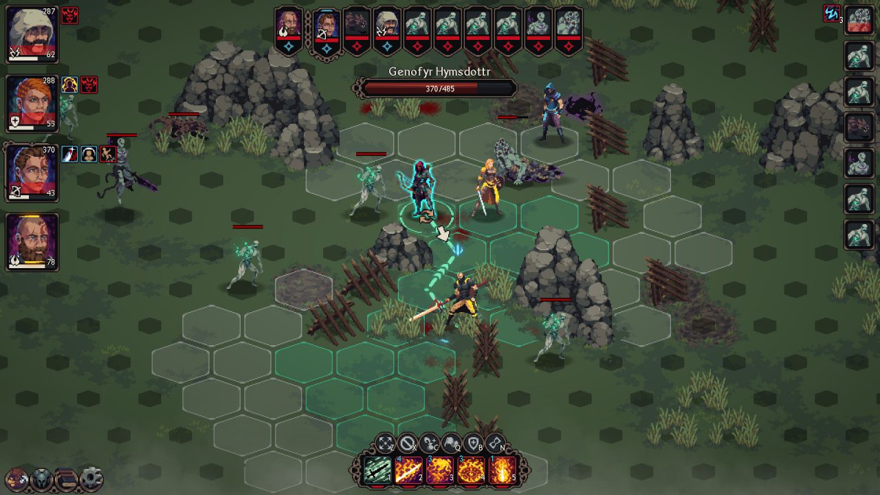 A battle screenshot from The Iron Oath featuring an bow unit moving.
