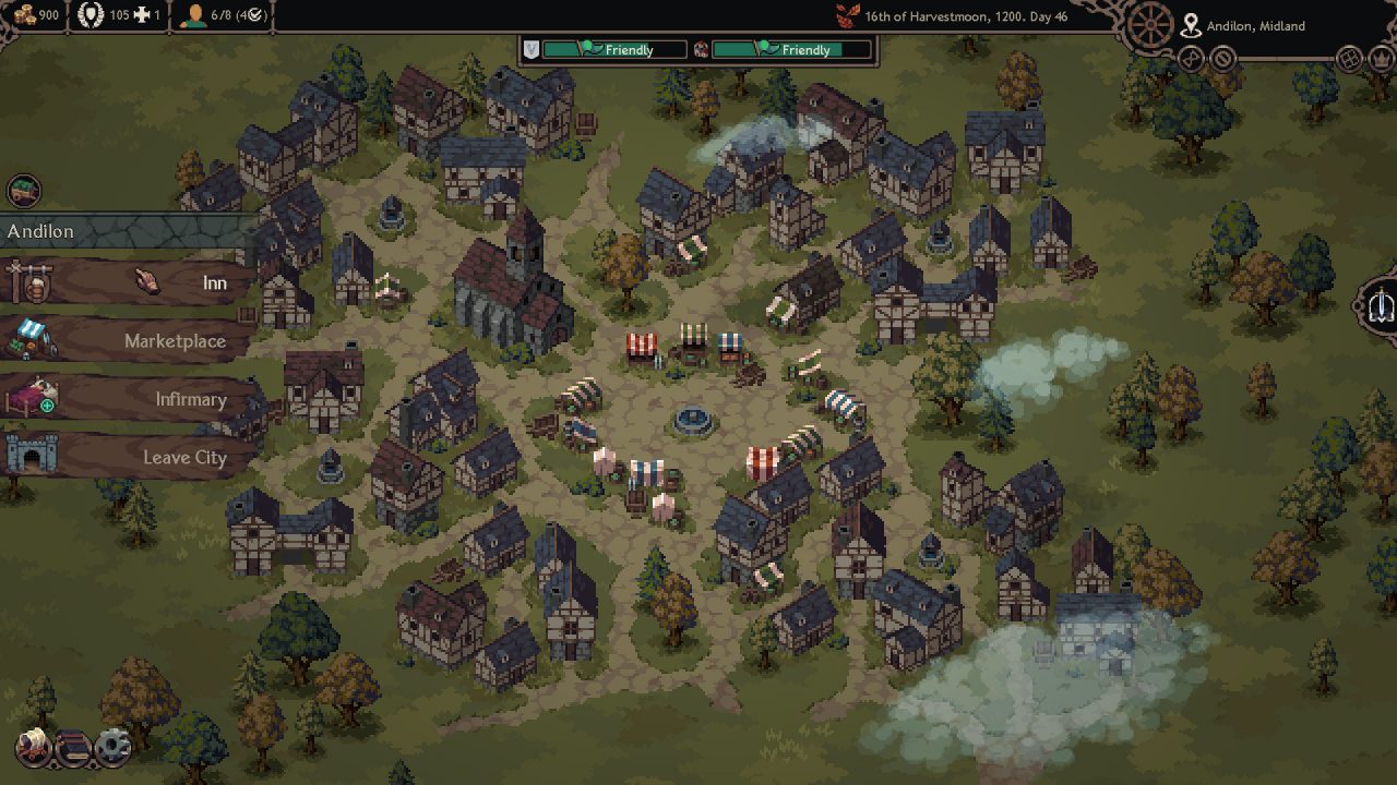 Screenshot of a town in The Iron Oath