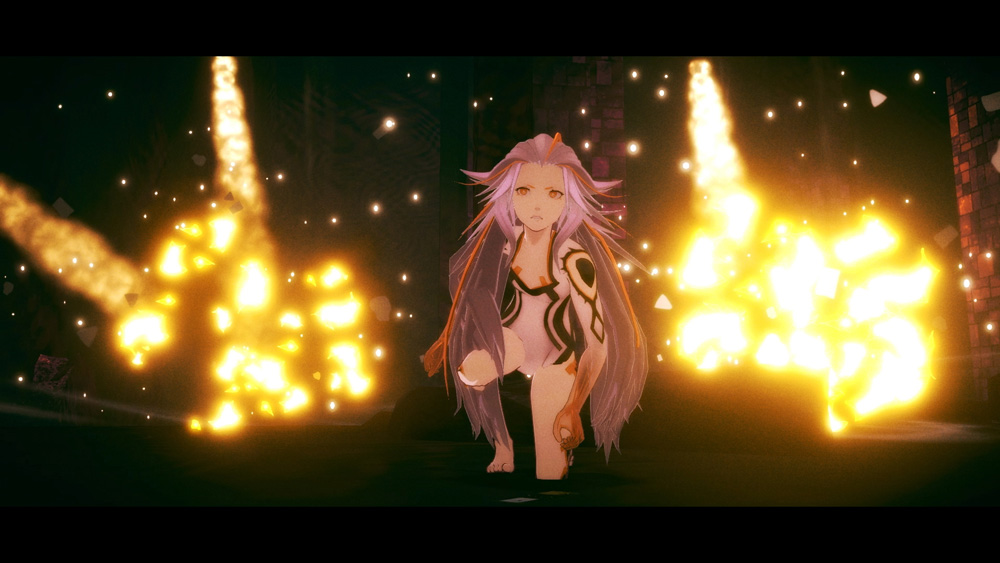 Aiba in front of a dramatic backdrop in AI: The Somnium Files - nirvanA Initiative