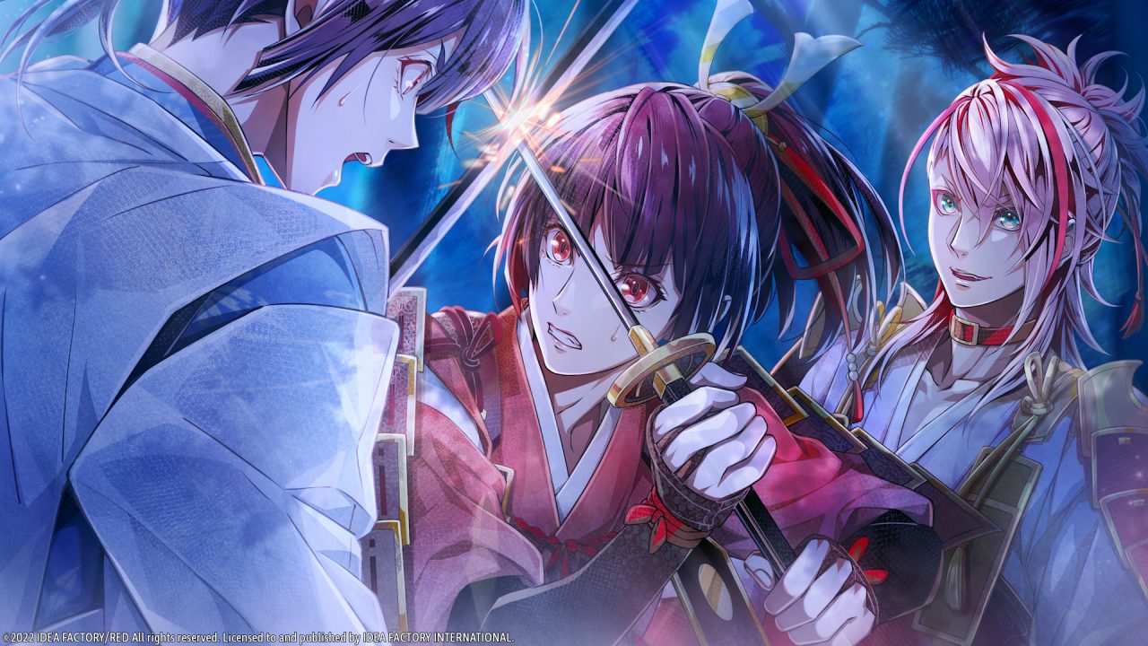 Birushana: Rising Flower of Genpei screenshot of protagonist Shanao crossing blades with her childhood friend, Shungen.