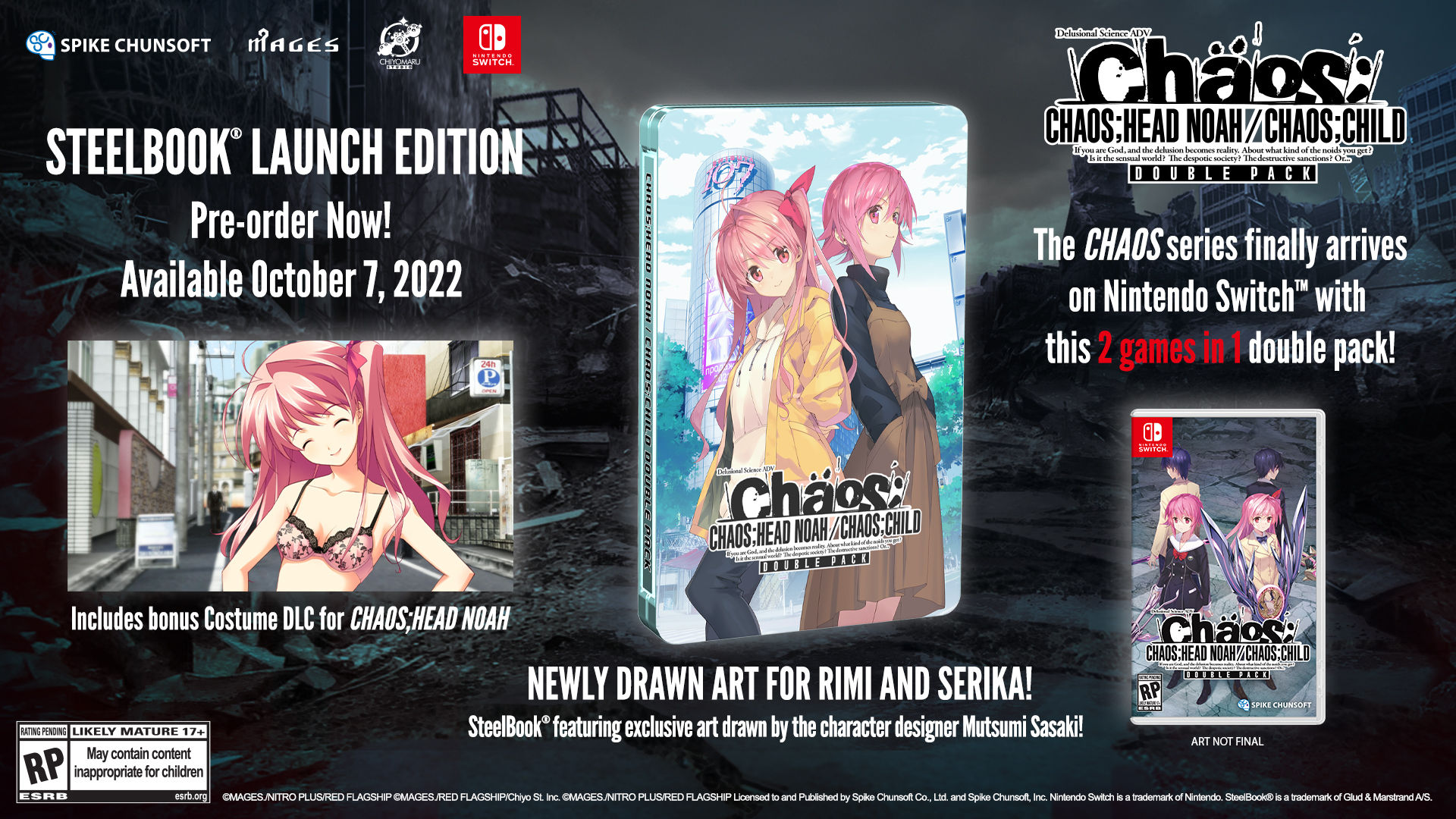 CHAOS HEAD NOAH and CHAOS CHILD Double Pack Cover Art US Switch Launch Edition