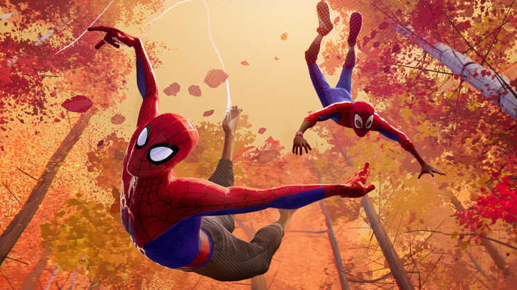 A screen from Spiderman into the spiderverse