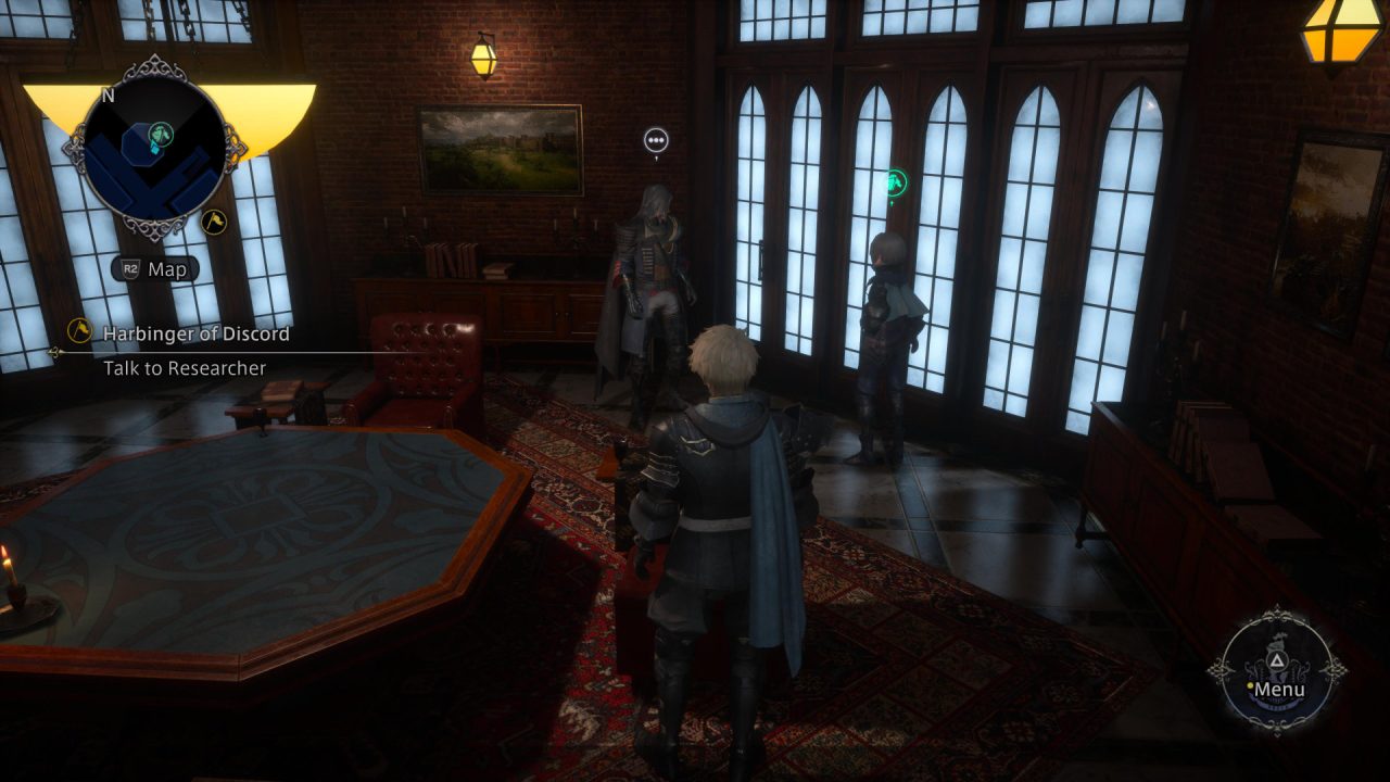 Characters stand around in The DioField Chronicle.