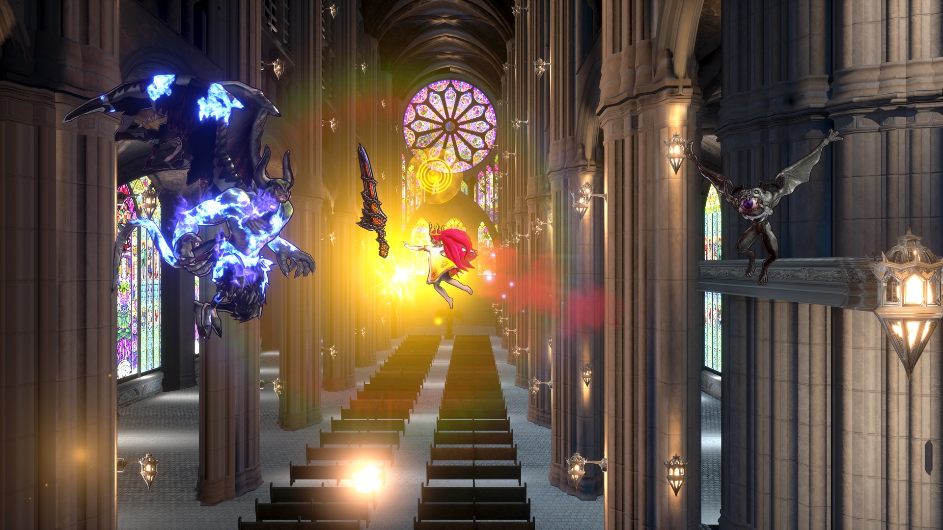 Fighting as Child of Light's Aurora in Bloodstained: Ritual of the Night