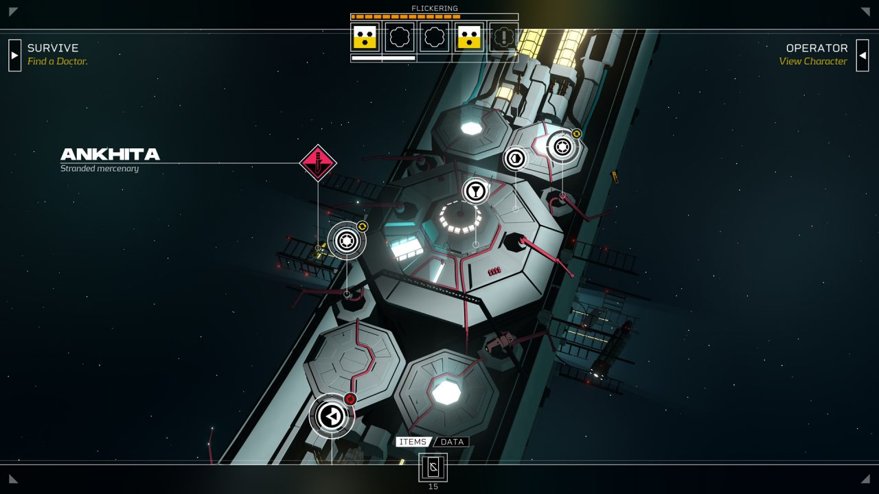 A birds-eye view of the Eye that the player sees when navigating the game's world in Citizen Sleeper.