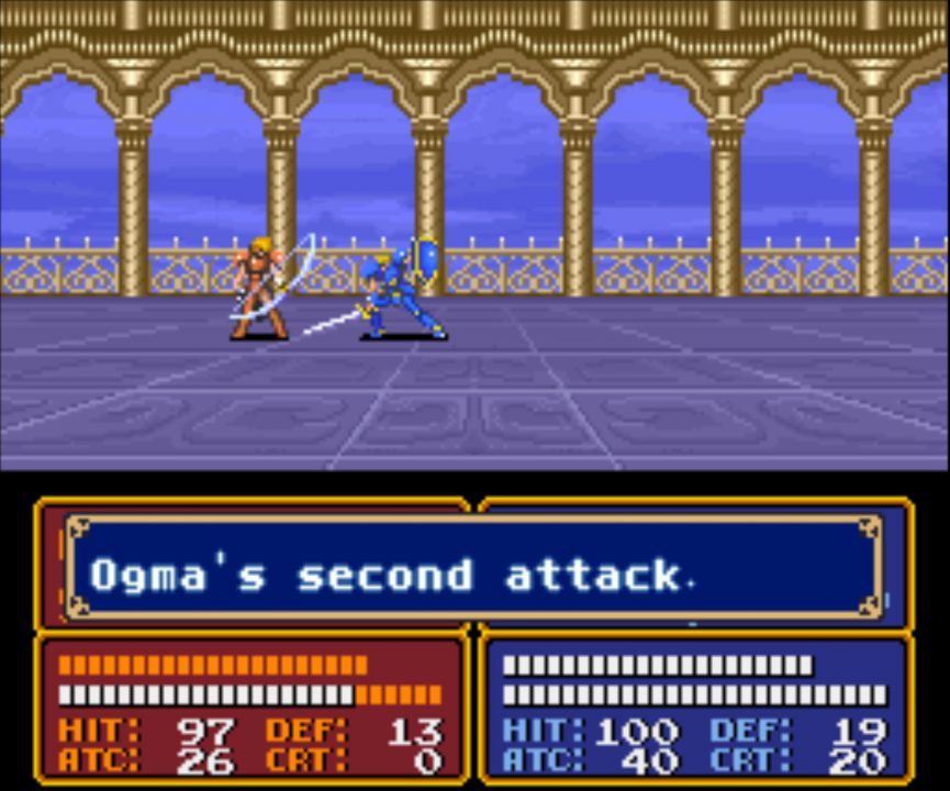 Combat takes place in Fire Emblem: Mystery of the Emblem.