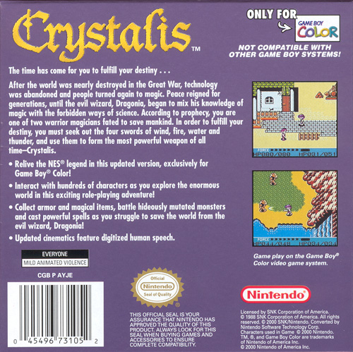 Crystalis 2000 Cover Art US Back