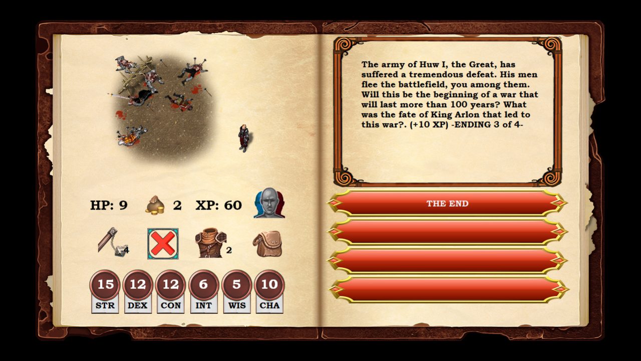 Heroes of Book and Paper Screenshot of the Game's Layout in Novel Form