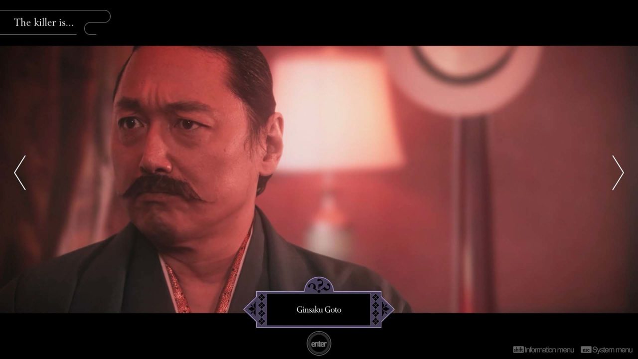 The Centennial Case A Shijima Story Screenshot of a Gruff Man Named Ginsuku Goto Inside a Red Room