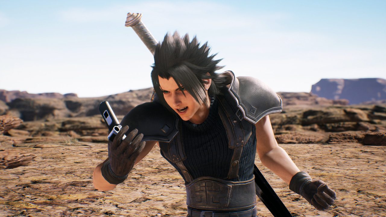 Zack screams at Tseng over the phone in a wasteland area.