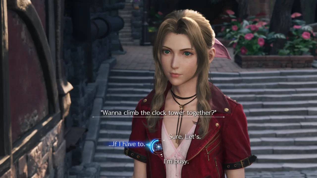 Cloud is pondering over a question Aerith asked him in Final Fantasy VII Rebirth.