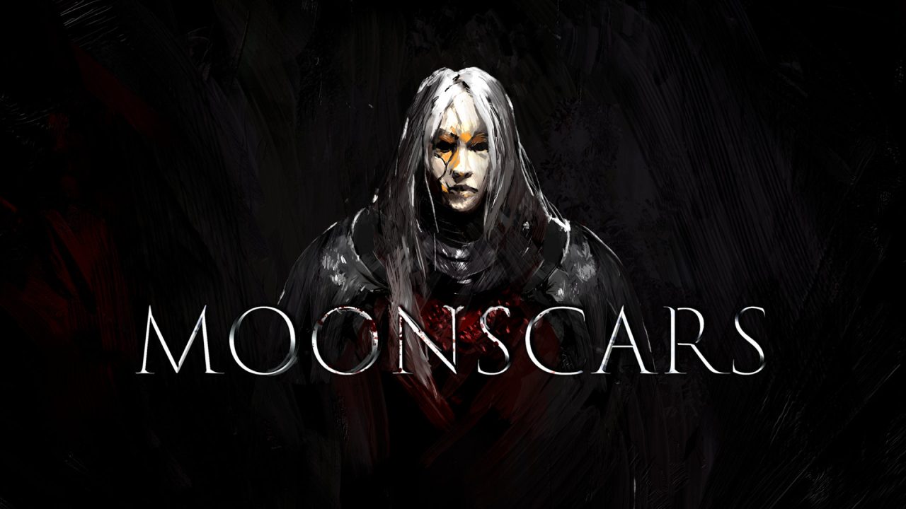 Moonscars logo over a hand-painted weary warrior.