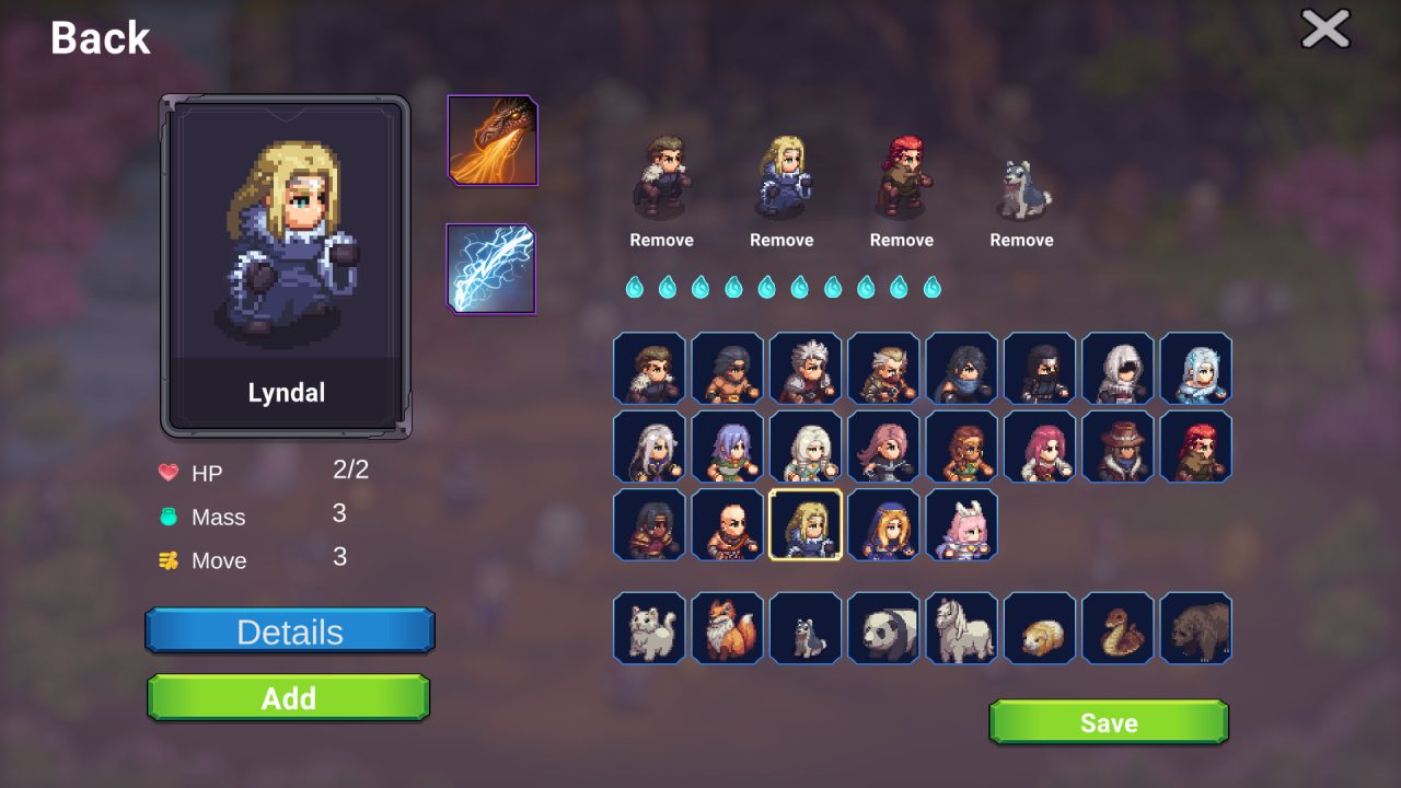 Party member information screen for Tyrant's Blessing.