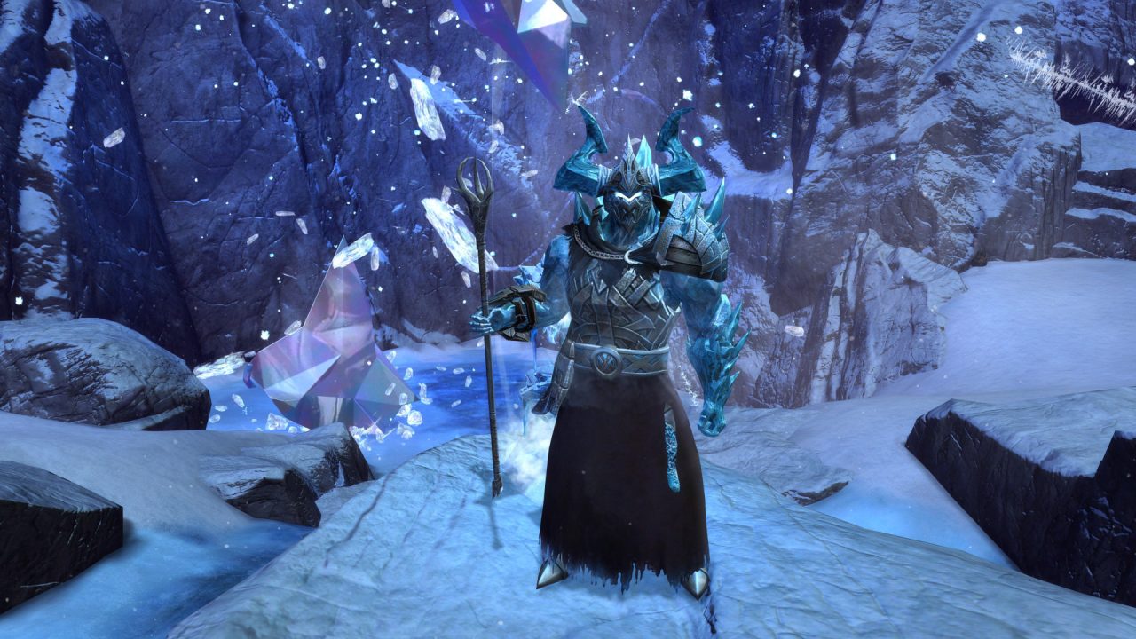 Guild Wars 2: Clockwork Chaos standing in the snow