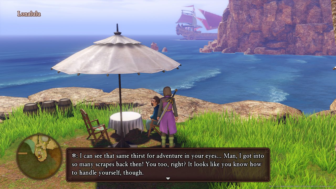 A screenshot in Lonalulu in Dragon Quest XI