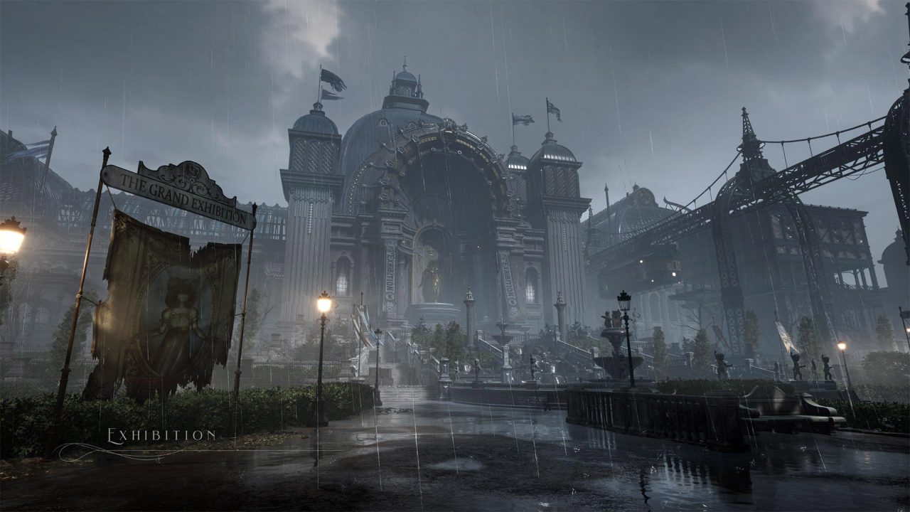 A screenshot of a gothic building in a city in Lies of P.