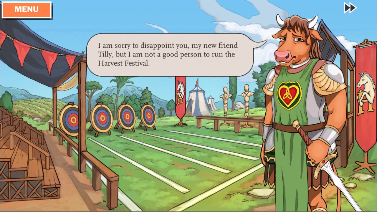 A minotaur friend sadly admits they may not be the best choice to run the Harvest Festival in Summer Daze