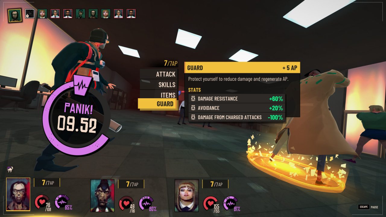 A Panik meter appears during battle in Sunday Gold.