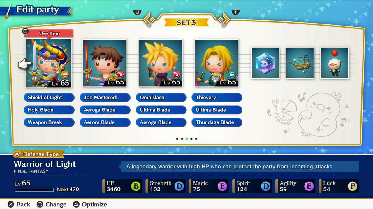 Party selection screen.