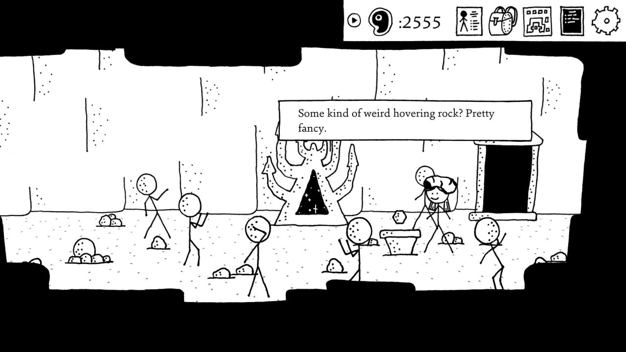 Investigating a mysterious force at the geology frat in Shadows Over Loathing.