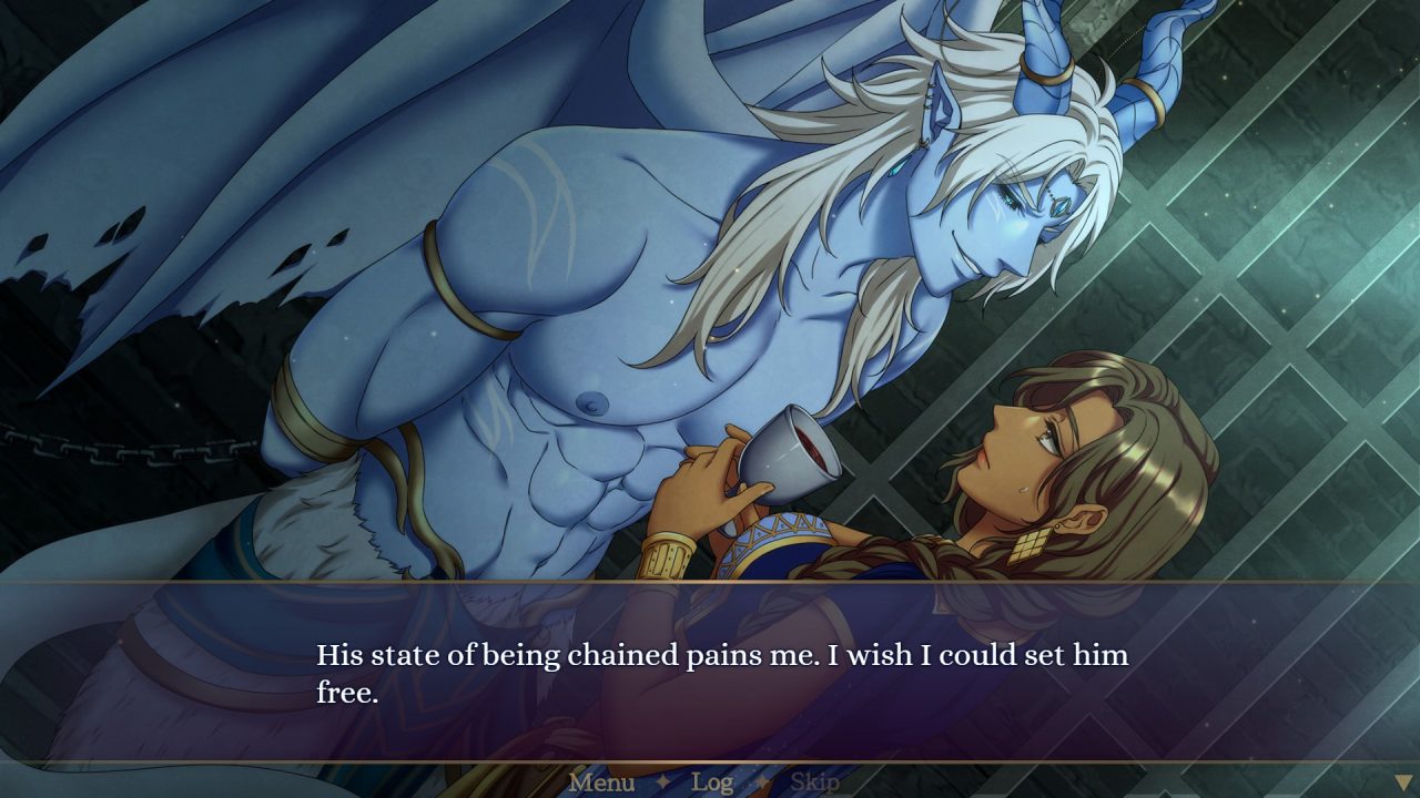 CG screenshot of Esmius and Shar from Demonheart: The Ice Demon.
